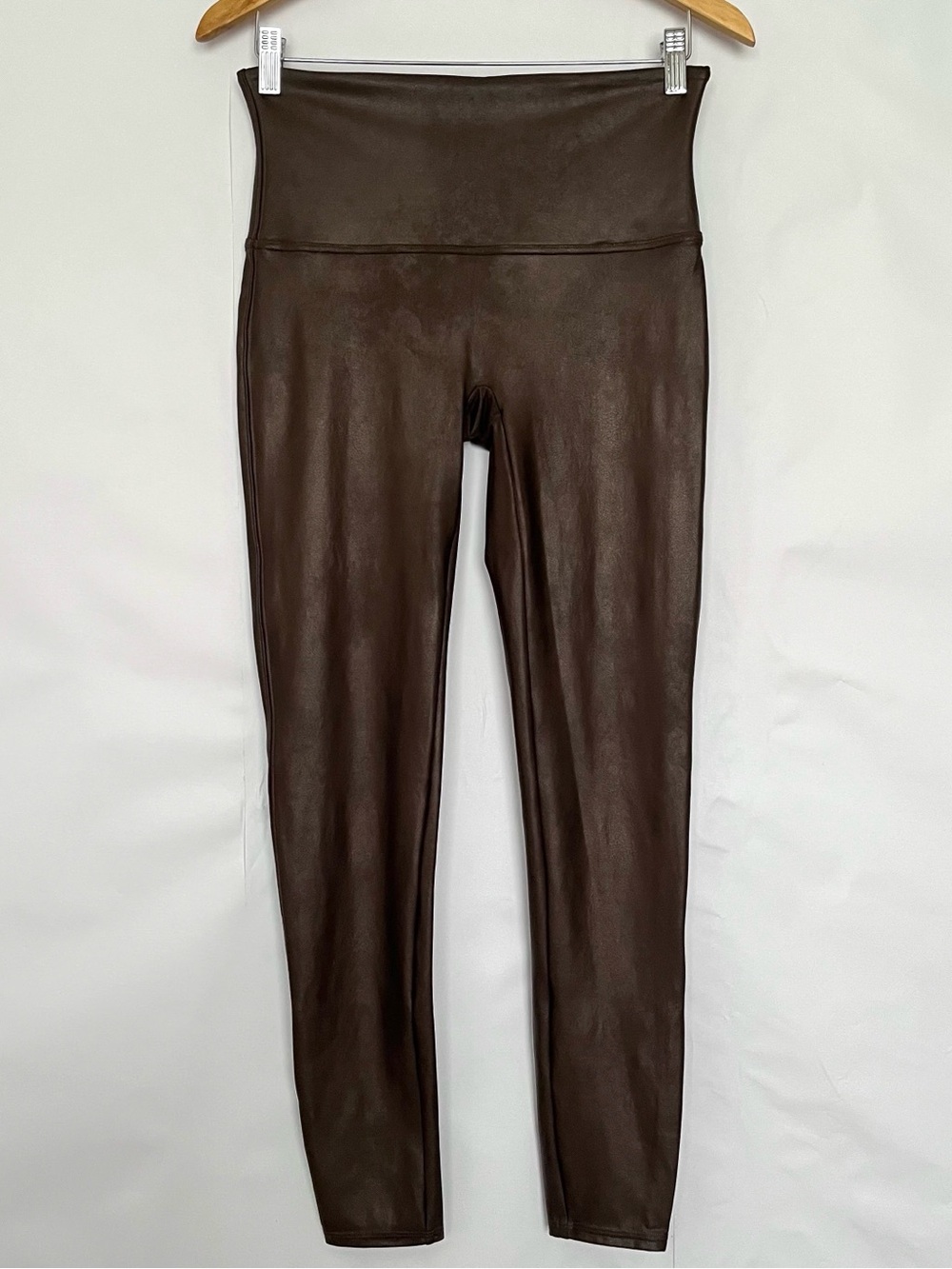Spanx Faux Leather Legging High Waisted Stretchy Slimming Womens Size XL Brown